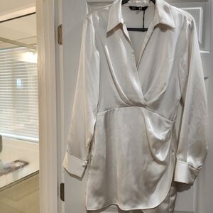 Zara Cream Satin Blouse